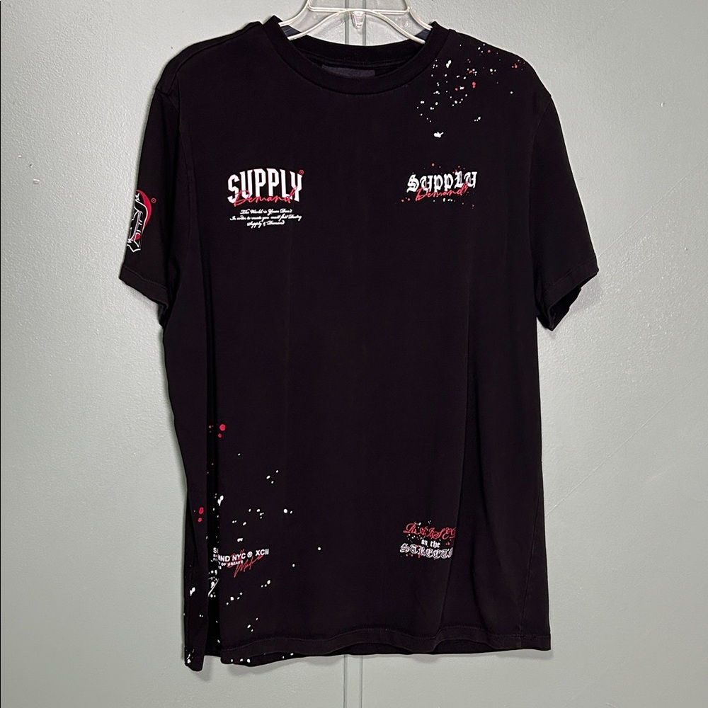 Supply And Demand Hackney Short Sleeve T Shirt Mens Size Large Black/Red/White
